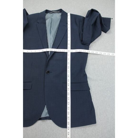 H&M Blazer Mens 38R Navy Blue Skinny Fit Stretch 2 buttons Single Breast - Picture 9 of 10